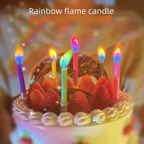 ins彩色火焰蠟燭生日蛋糕裝飾燭光晚餐情人節日儀式感拍照道具