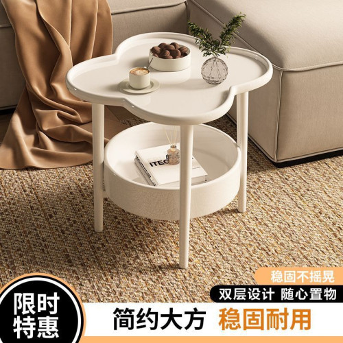 邊幾家用嬭油風創意客厛小茶幾床頭角幾臥室現代簡約移動床頭櫃