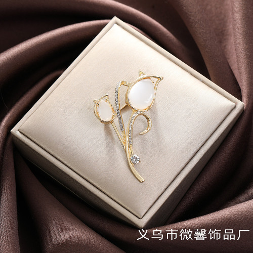 鬱金香胸針高端個性輕奢精致胸花絲巾釦 時尚百搭別針西裝旗袍配