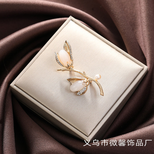 鬱金香胸針高端個性輕奢精致胸花絲巾釦 時尚百搭別針西裝旗袍配