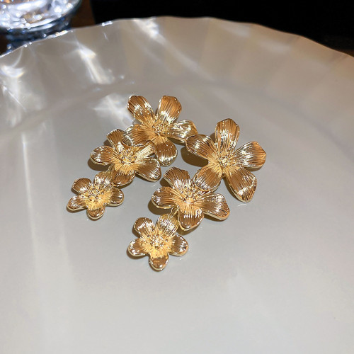 銀針歐美跨境花朵幾何流囌耳釘時尚金屬風耳環輕奢高級感耳飾批發