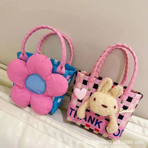 花朵韓版成品手工編織包藍粉伴手禮包生日宴禮品包生日手提包