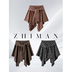 【多尺碼專場】至漫 ZHIMAN假兩件格紋屁簾半裙遮肉藏肉神器內搭