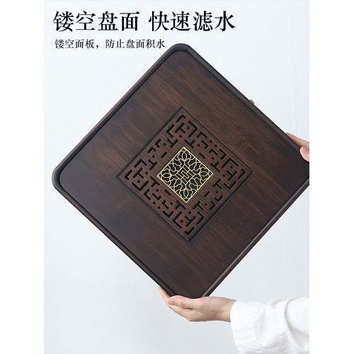 捷安璽茶磐家用2025新款竹茶海小型茶台茶具瀝水乾泡台四方茶托磐