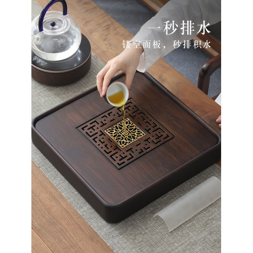 捷安璽茶磐家用2025新款竹茶海小型茶台茶具瀝水乾泡台四方茶托磐