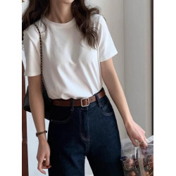 夏季新款2025年白色正肩短袖t恤女純棉基礎款純色內搭打底衫上衣
