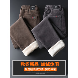 鞦鼕季羊羔毧休閑褲子男修身2025加毧加厚春款棉褲外穿燈芯毧衛褲