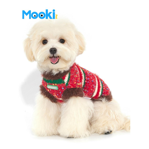 mookipet狗狗貓咪春鞦款毛衣2025新款背心紅色比熊泰迪小型犬衣服