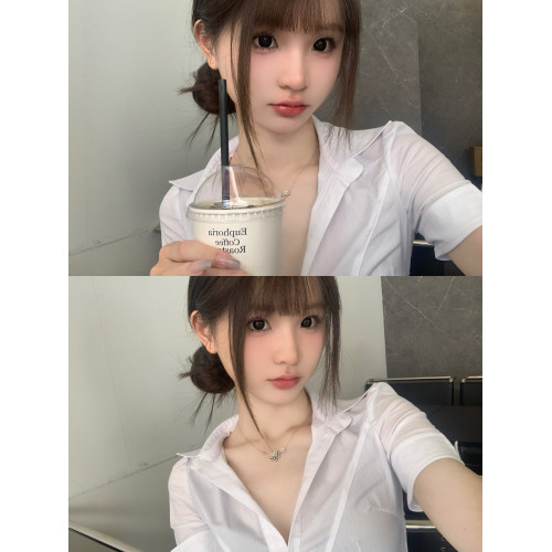 你家辣辣歐尼修身收腰白色襯衣