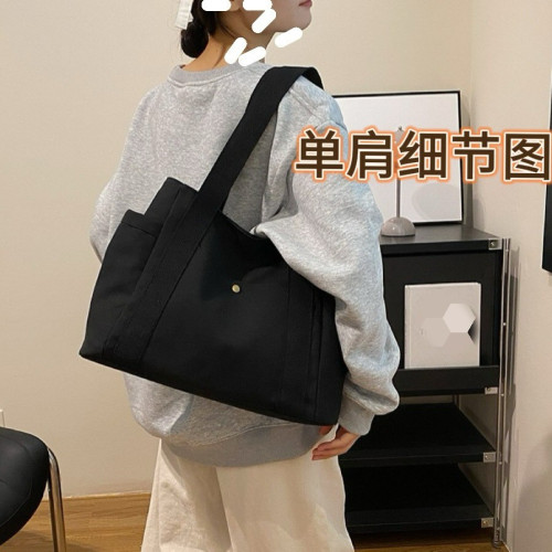 2024新款帆布包包女百搭單肩包大容量裝書學生上課通勤包新手提袋