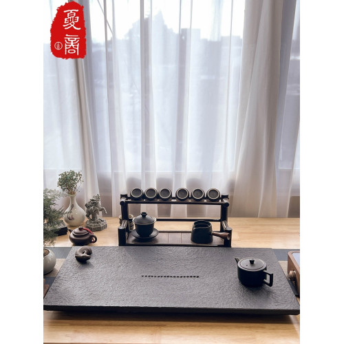 天然烏金石茶磐托磐簡約石材茶具套裝茶幾家用大號小號石頭茶台