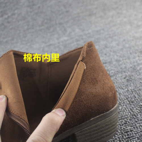 切爾西歐美鞦鼕圓頭平底粗跟靴子