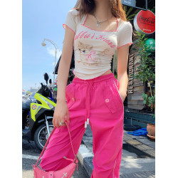 收腰方領小個子修身短袖女夏上衣