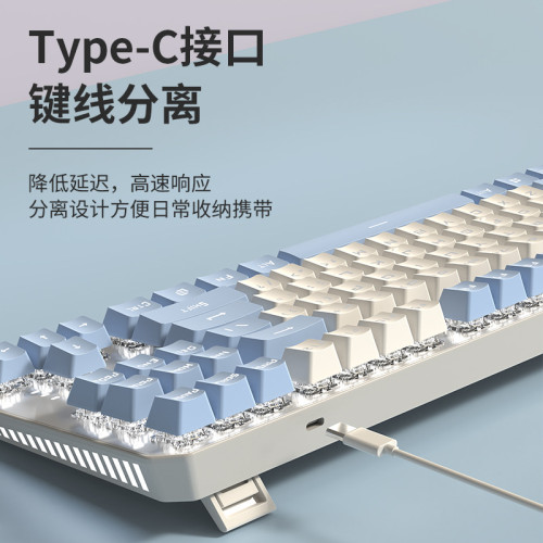 有線機械鍵盤雙拼鍵盤滑鼠套裝衛星軸鍵帽防水遊戯辦公
