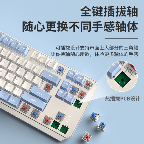 有線機械鍵盤雙拼鍵盤滑鼠套裝衛星軸鍵帽防水遊戯辦公