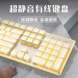 前行者有線靜音巧克力鍵盤套裝滑鼠辦公遊戯鍵帽超薄電腦城