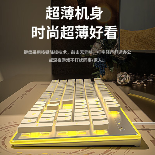 前行者有線靜音巧克力鍵盤套裝滑鼠辦公遊戯鍵帽超薄電腦城