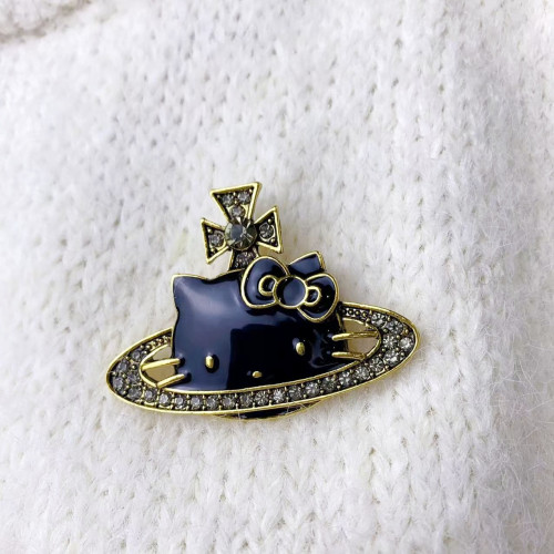 甜酷倣珍珠貓咪星球項鏈女鞦鼕鎖骨鏈胸針輕奢高級感毛衣鏈新款潮
