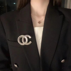 新款小香風雙C滿鑽胸針氣質百搭高級感別針ins網紅同款簡約輕奢