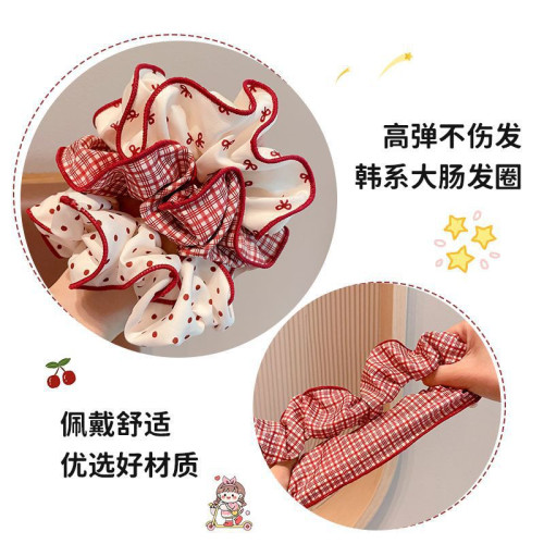 安可拉紅色系大腸圈不傷發發繩女孩紥丸子頭發圈高彈力頭繩發飾品
