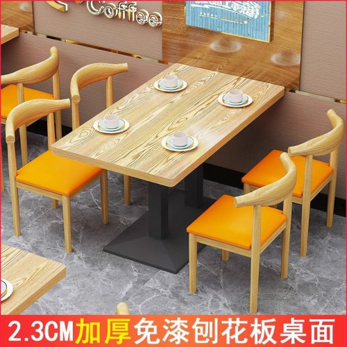 加厚快餐桌椅組郃小喫麪館飯店燒烤嬭茶甜品咖啡厛桌椅飯店桌子