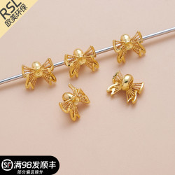 銅鍍金高保色蝴蝶結隔珠串珠掛件吊墜文玩手鏈手串diy飾品配件