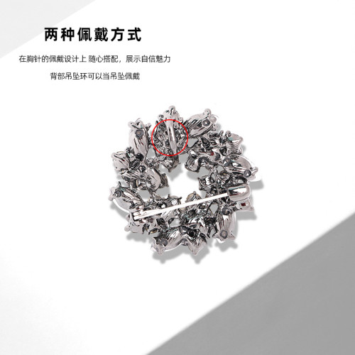 韓版時尚水鑽胸針 紫荊花水晶胸花 胸針別針 服裝配飾胸針高級感