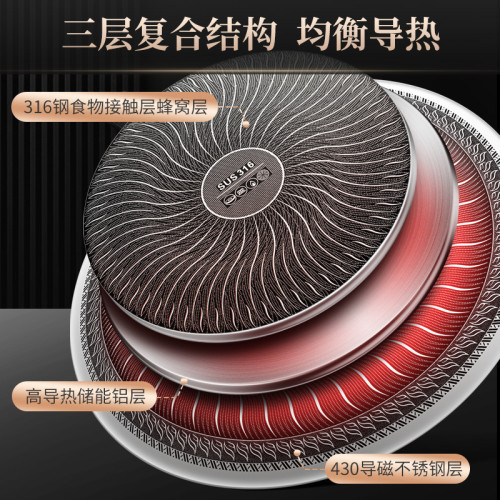 戶外316不鏽鋼燒烤磐烤肉磐烤肉鍋家用韓式鉄板燒電磁爐煎烤磐