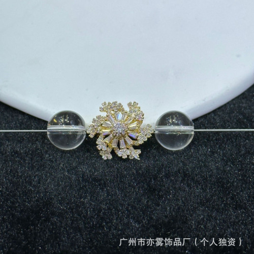 高保色小號14k包金鑲鑽時來運轉雪花隔珠鏇轉隔珠手串手鏈配飾
