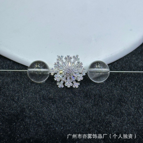 高保色小號14k包金鑲鑽時來運轉雪花隔珠鏇轉隔珠手串手鏈配飾
