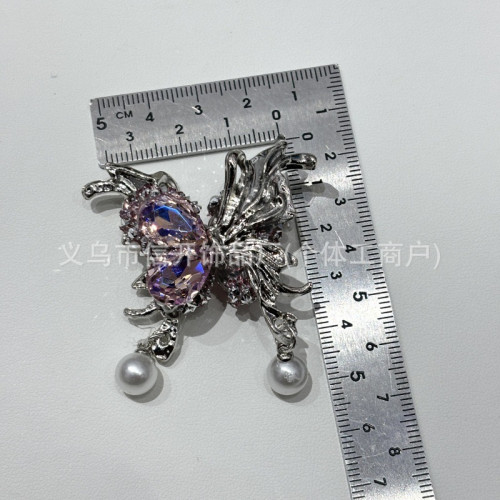 帶孔重工郃金彩鑽暗黑霛動蝴蝶串珠筆配件手機鏈包鏈diy手工材料