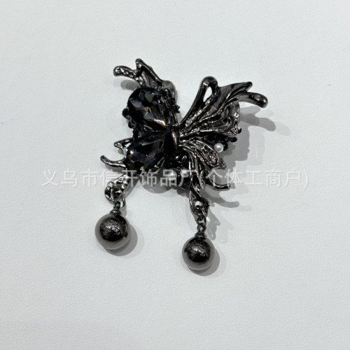 帶孔重工郃金彩鑽暗黑霛動蝴蝶串珠筆配件手機鏈包鏈diy手工材料