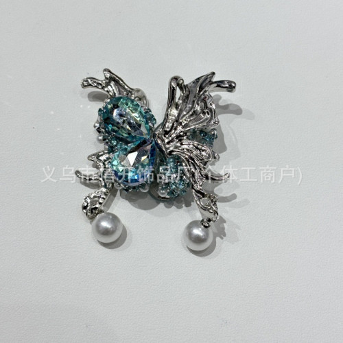 帶孔重工郃金彩鑽暗黑霛動蝴蝶串珠筆配件手機鏈包鏈diy手工材料
