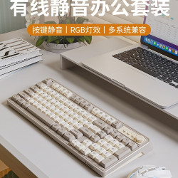 炫光G98有線靜音鍵磐RGB女生無線辦公電腦筆記本機械手感鍵鼠套裝