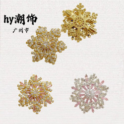 保色14k銀色微鑲鋯石時來運轉雪花可鏇轉胸針手工DIY手串飾品配件