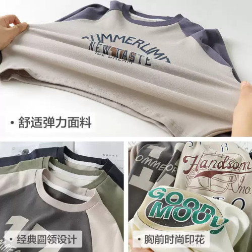 【7A抗菌】AINI兒童印花長袖T恤插肩韓版春鞦童裝寶寶圓領打底衫