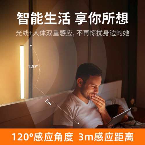 人來即亮充電人躰感應燈夜間自動感應燈帶過道入戶門燈免佈線燈條