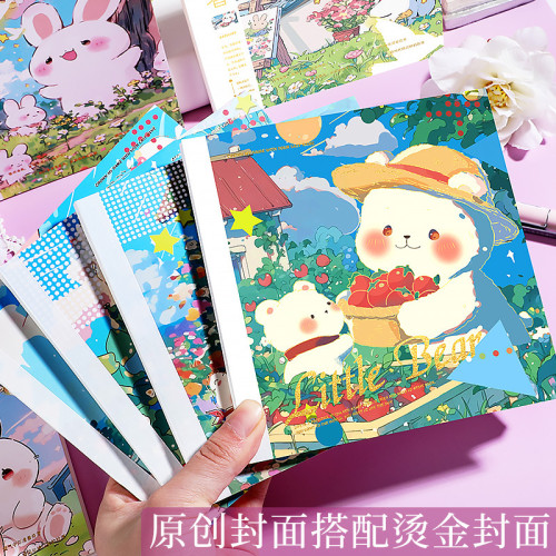 48k可愛插畫空白方方本學生加厚專用做手賬本子口袋畫畫本筆記本