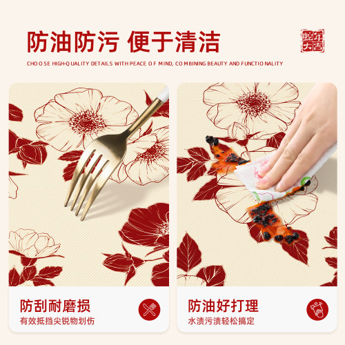 新年法式圓桌桌佈防水防油免洗餐桌佈2025過年氛圍感紅色茶幾台佈