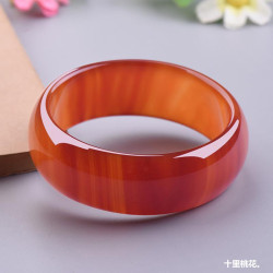 【特價】紅瑪瑙手鐲女加寬加厚時尚花紋玉器紅瑪瑙玉手鐲禮品