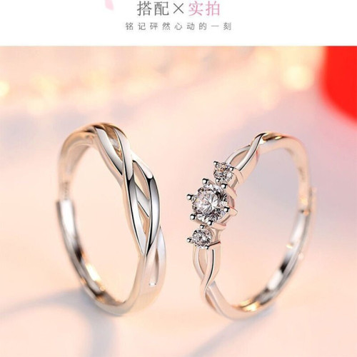 一克拉仿莫桑石莫桑鑽戒指女925銀六爪求婚鑽戒男開口活口可調節