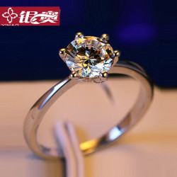 925純銀一克拉鑽戒仿真鑽石戒指男女結婚求婚情侶莫桑石對戒訂婚