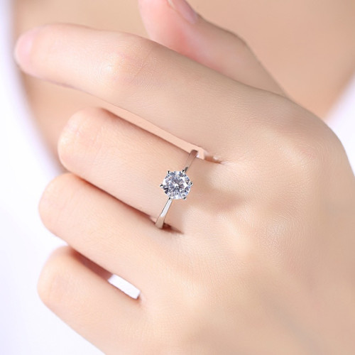 925純銀一克拉鑽戒仿真鑽石戒指男女結婚求婚情侶莫桑石對戒訂婚