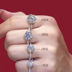 白金時尚莫桑石經典六爪鑽戒女一克拉戒指真金仿真鑲鑽婚戒婚嫁潮