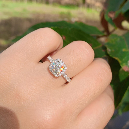 時尚D色莫桑石莫桑鑽戒女銀1一2克拉仿真鑽石金情侶結婚對戒指潮