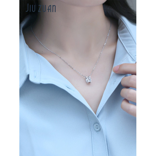 莫桑石項鍊女純銀鎖骨鍊ins冷淡風鑽石莫桑鑽吊墜時尚情人節禮物