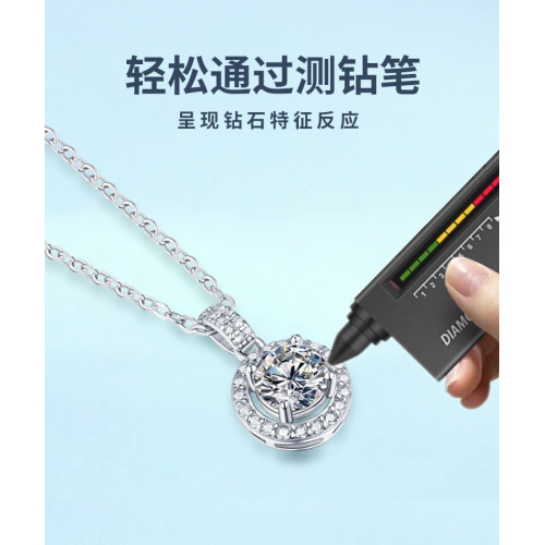 一克拉新款莫桑鑽項鍊銀飾托圓包項鍊莫桑石吊墜七夕女款禮物鑽石