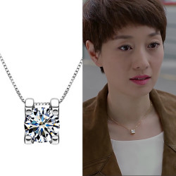 美國進口莫桑鑽項鍊女款莫桑石吊墜D色馬伊琍牛頭款鎖骨項鍊吊墜