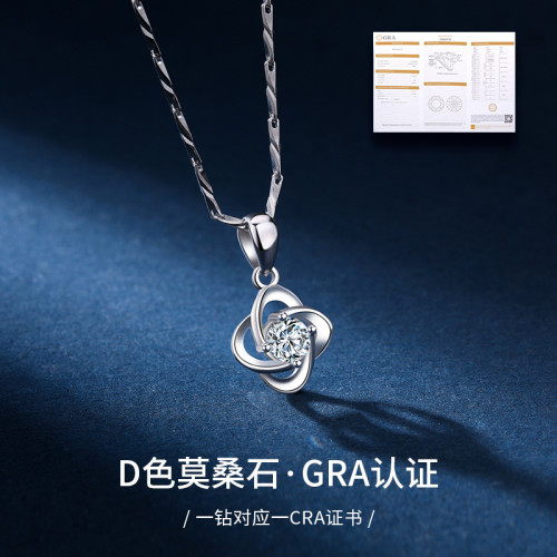 【小額】女純銀莫桑石吊墜新款鎖骨鍊莫桑鑽項鍊小衆鑽石飾品