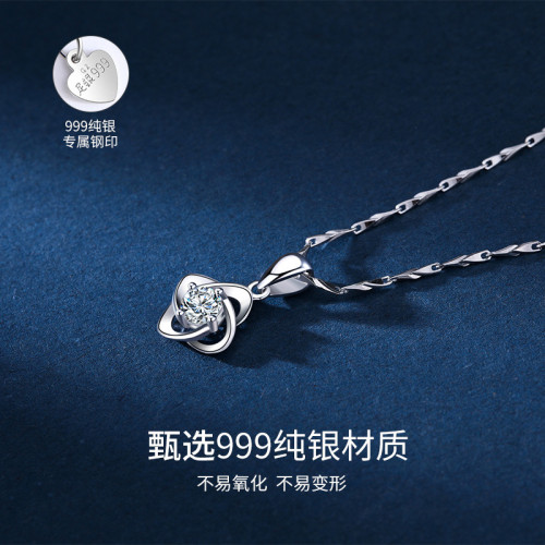【小額】女純銀莫桑石吊墜新款鎖骨鍊莫桑鑽項鍊小衆鑽石飾品